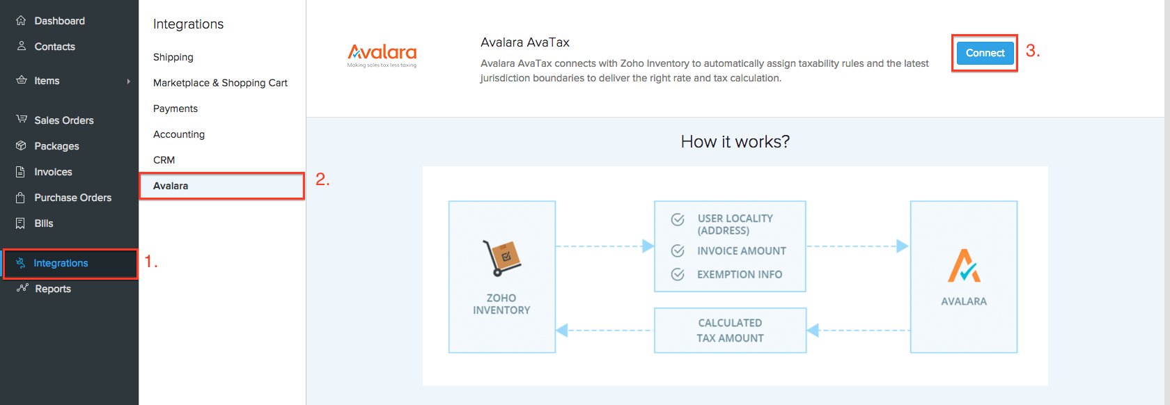 Setup Avalara from Integrations