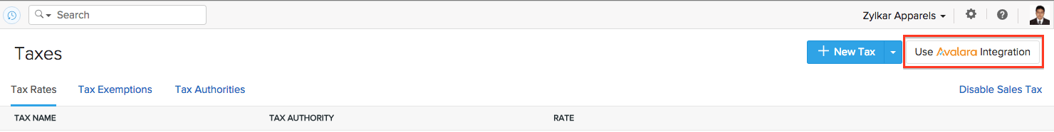 Setup Avalara from Taxes