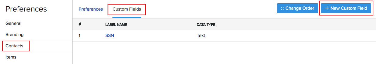 custom field for contacts