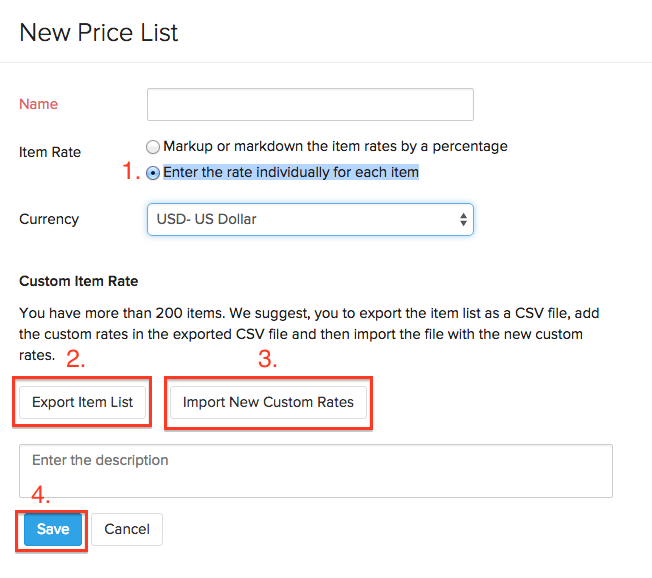 A price list for more than 200 items individually