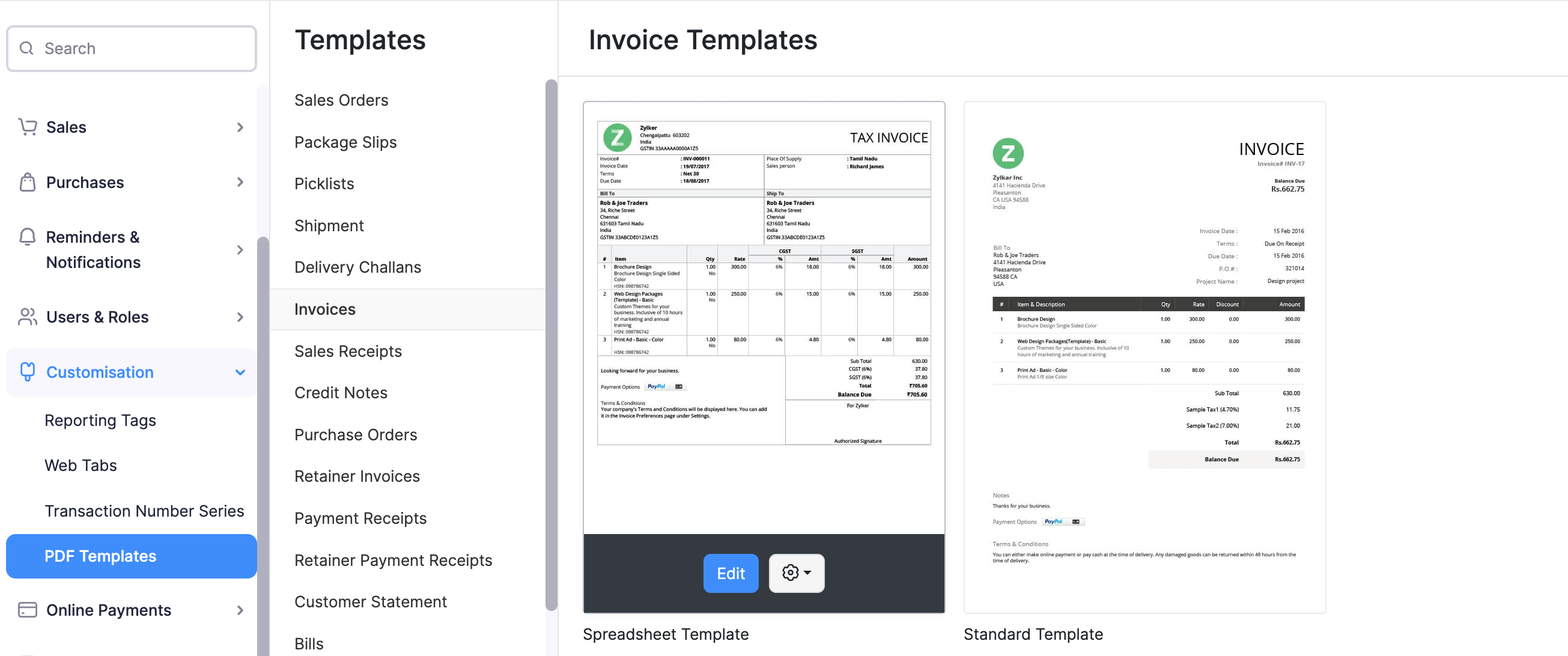 Invoice template