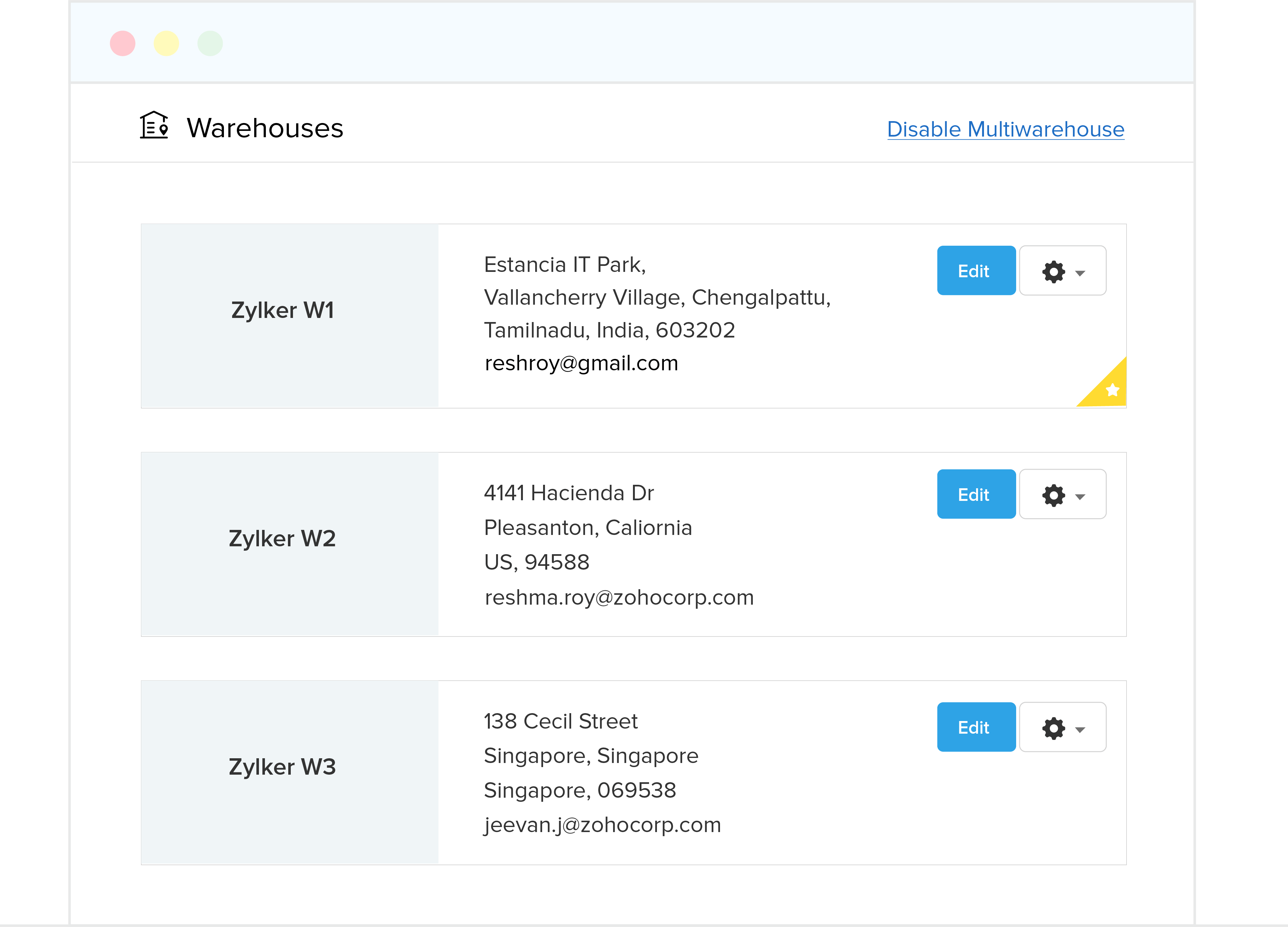 Manage Multiple Warehouses - Zoho Inventory