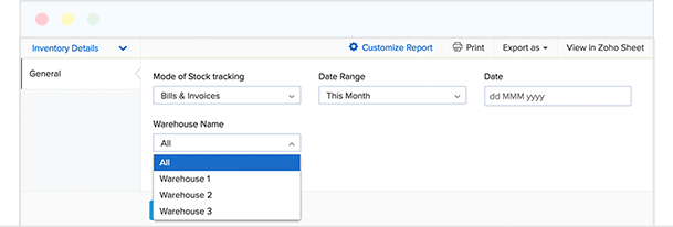 Comprehensive reports on warehouses​ - Zoho Inventory