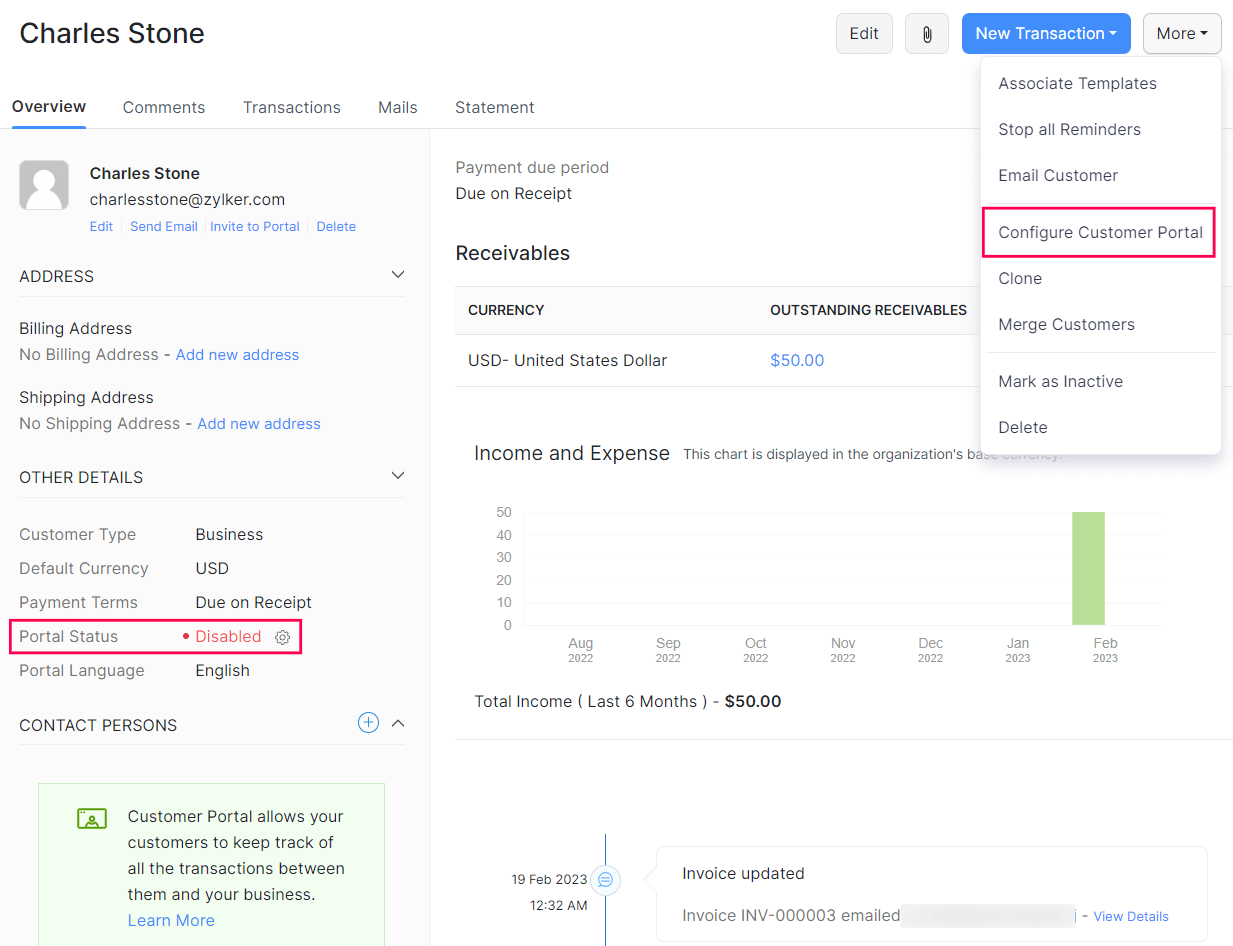 Enable customer portal