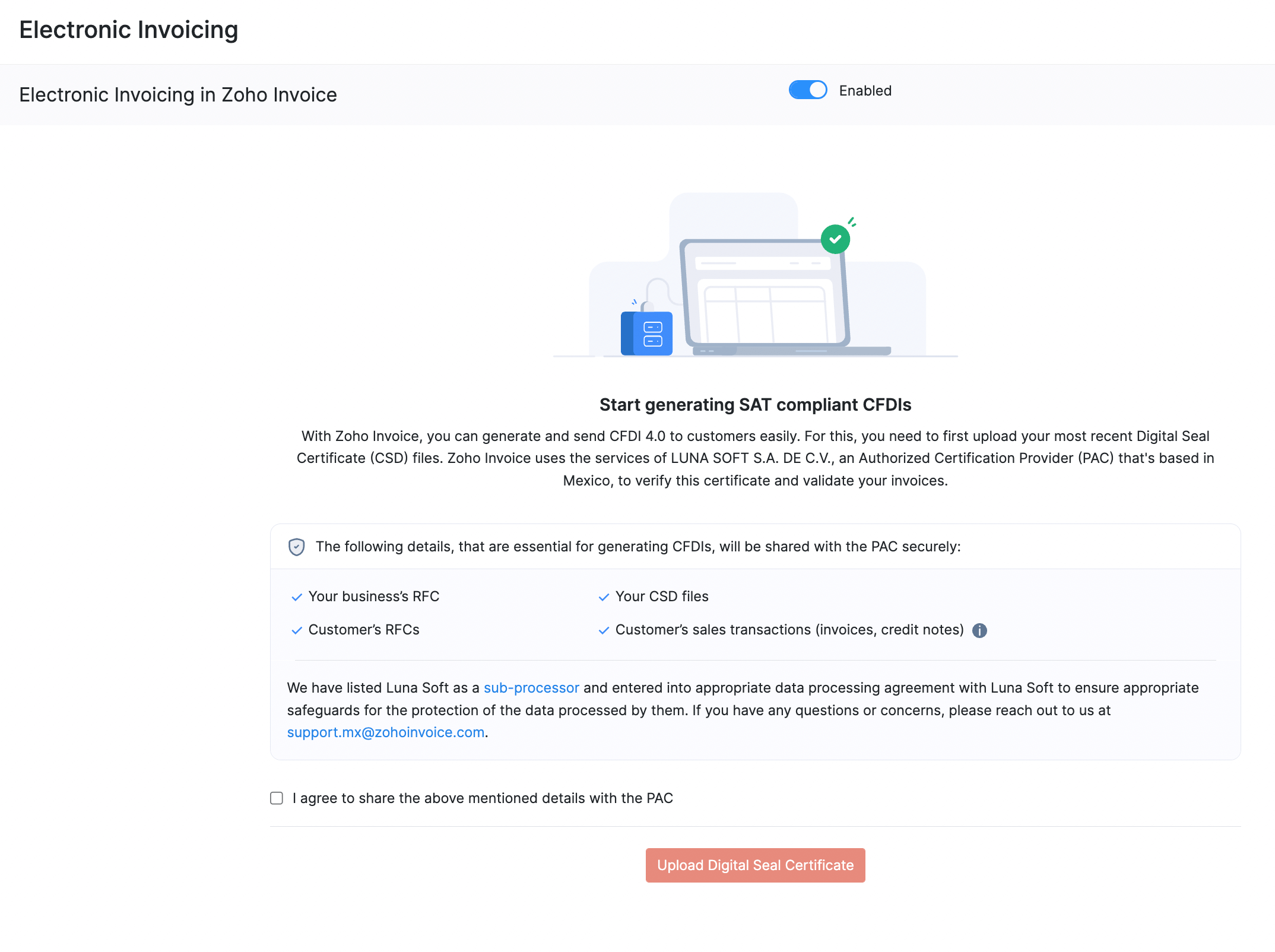 How e-Invoicing works in Zoho Invoice