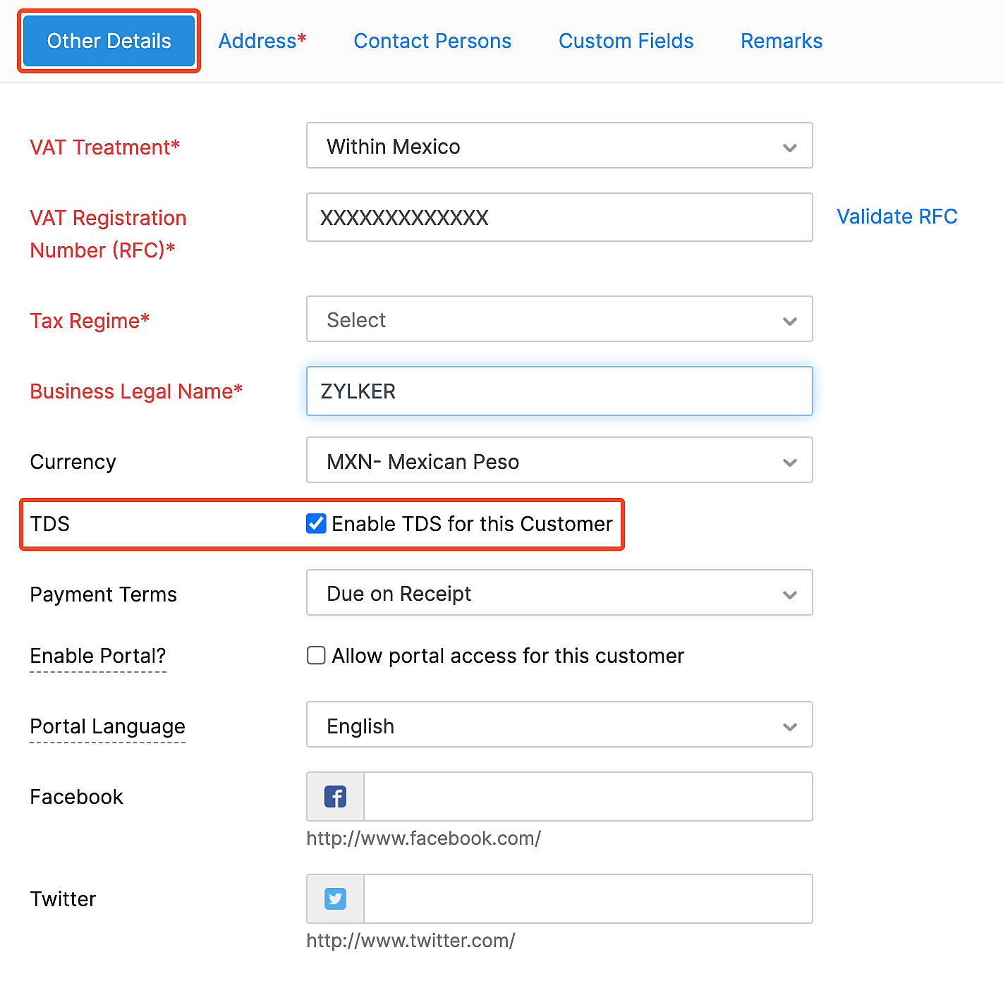 Customer and Vendors TDS