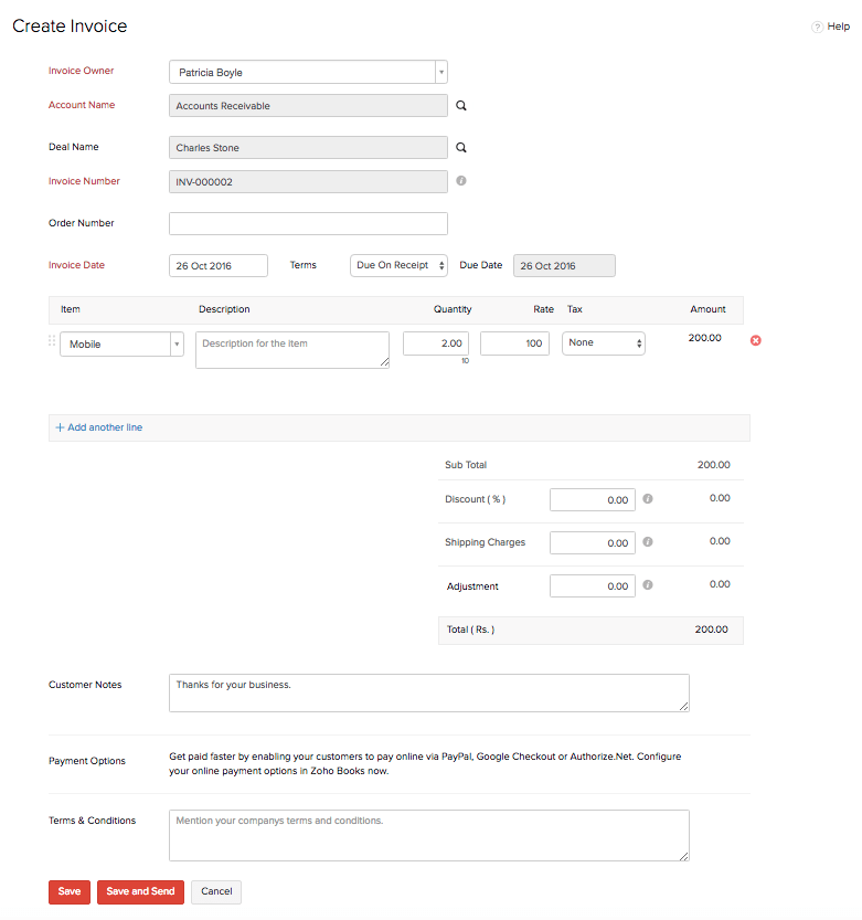 Create Invoice