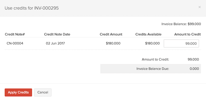 Applying Credits to an invoice