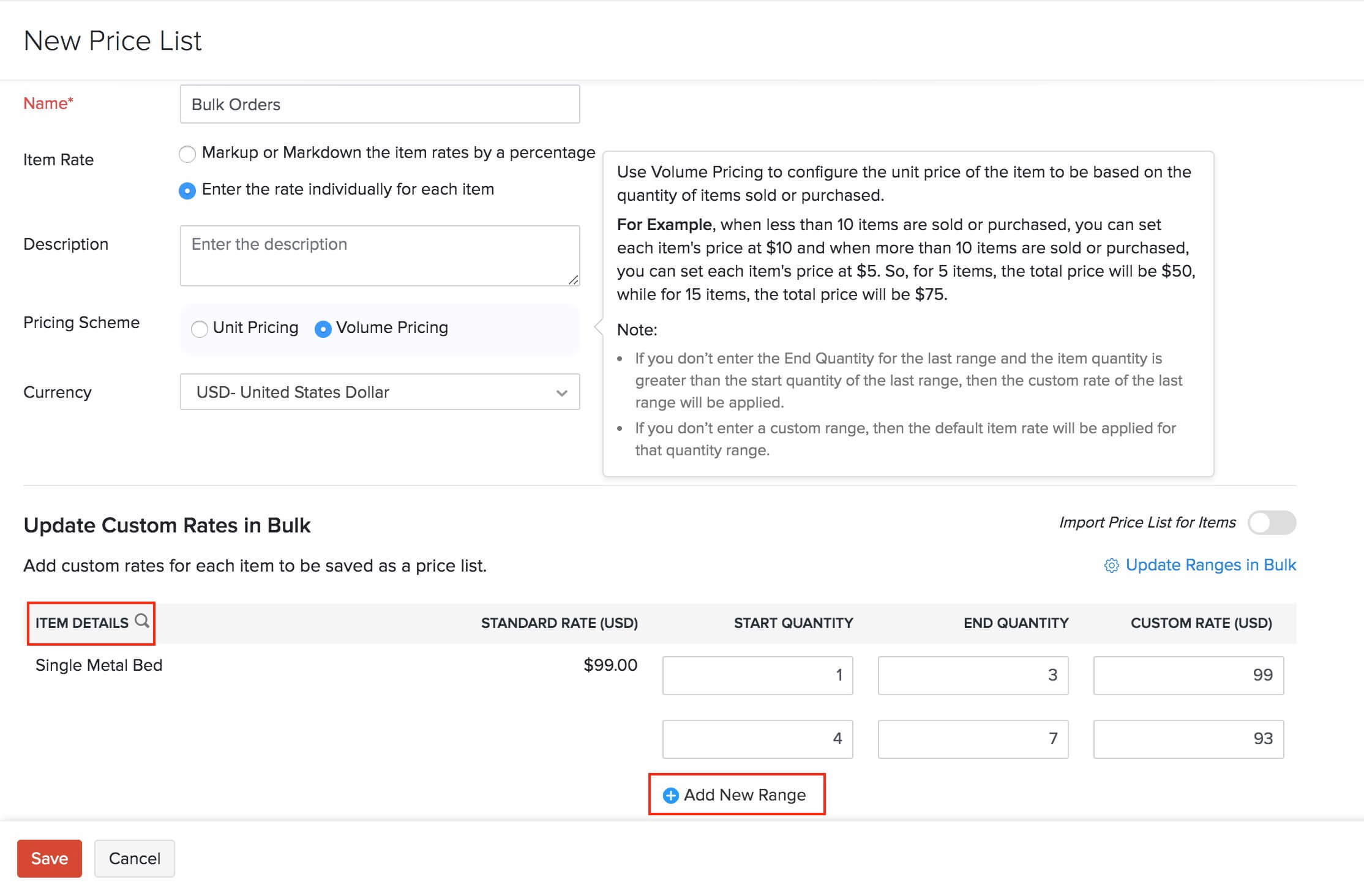 Set Volume Pricing