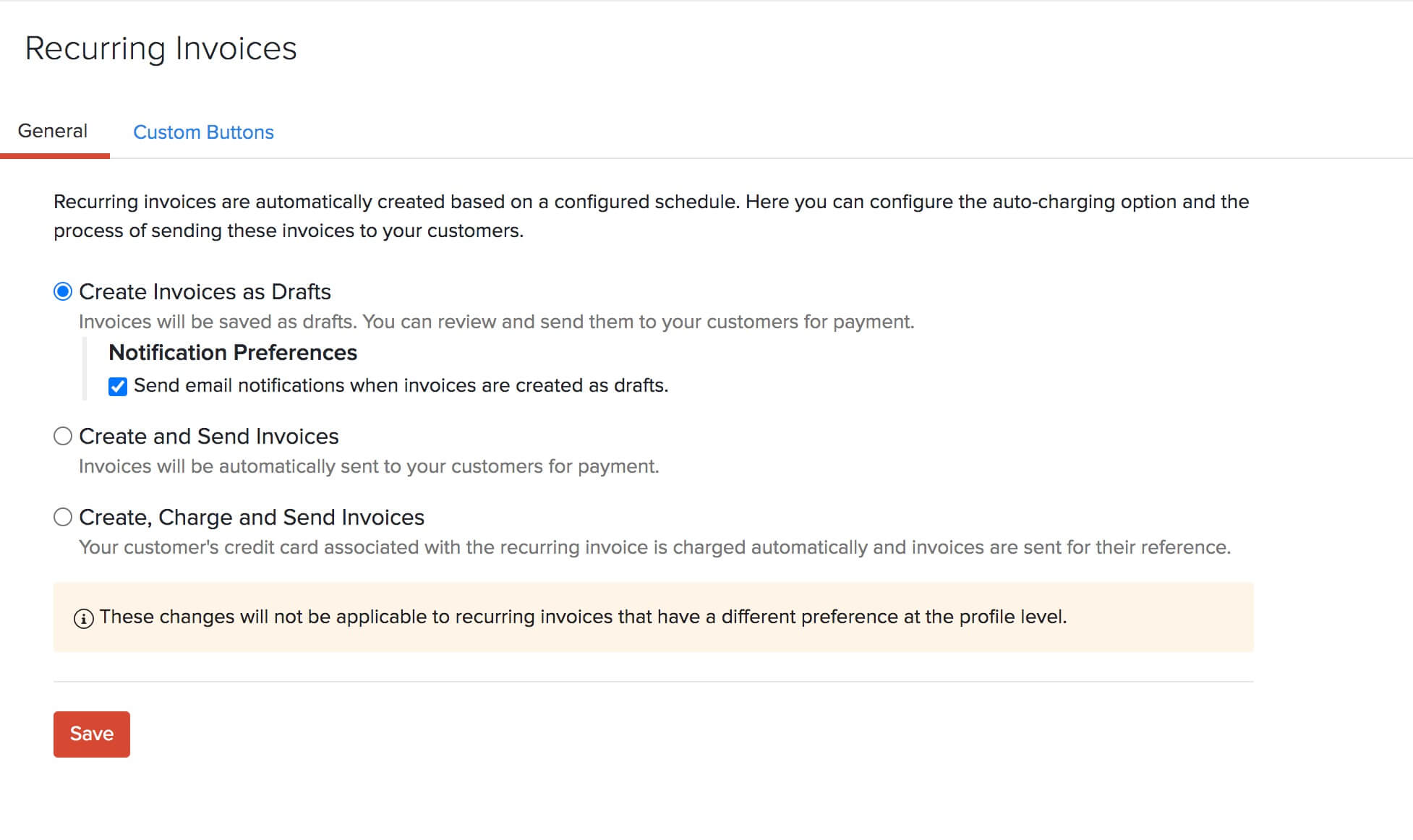 Recurring Invoice Preference