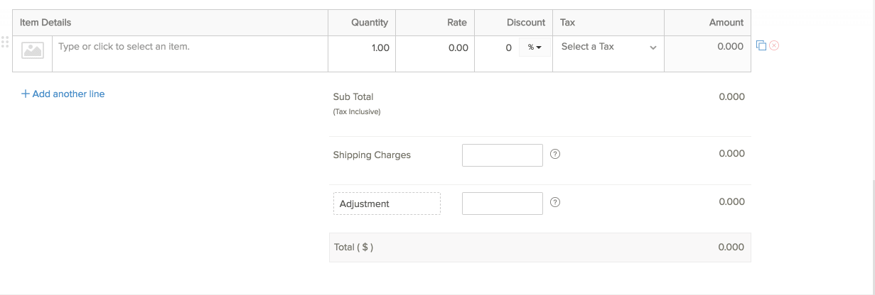 Recurring Invoice Item Details