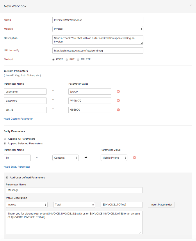 Configure SMS Webhook