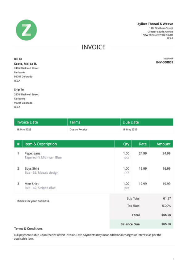 Sales Invoice Template