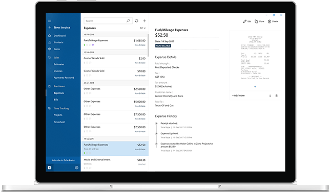 Capture expenses - Zoho Invoice