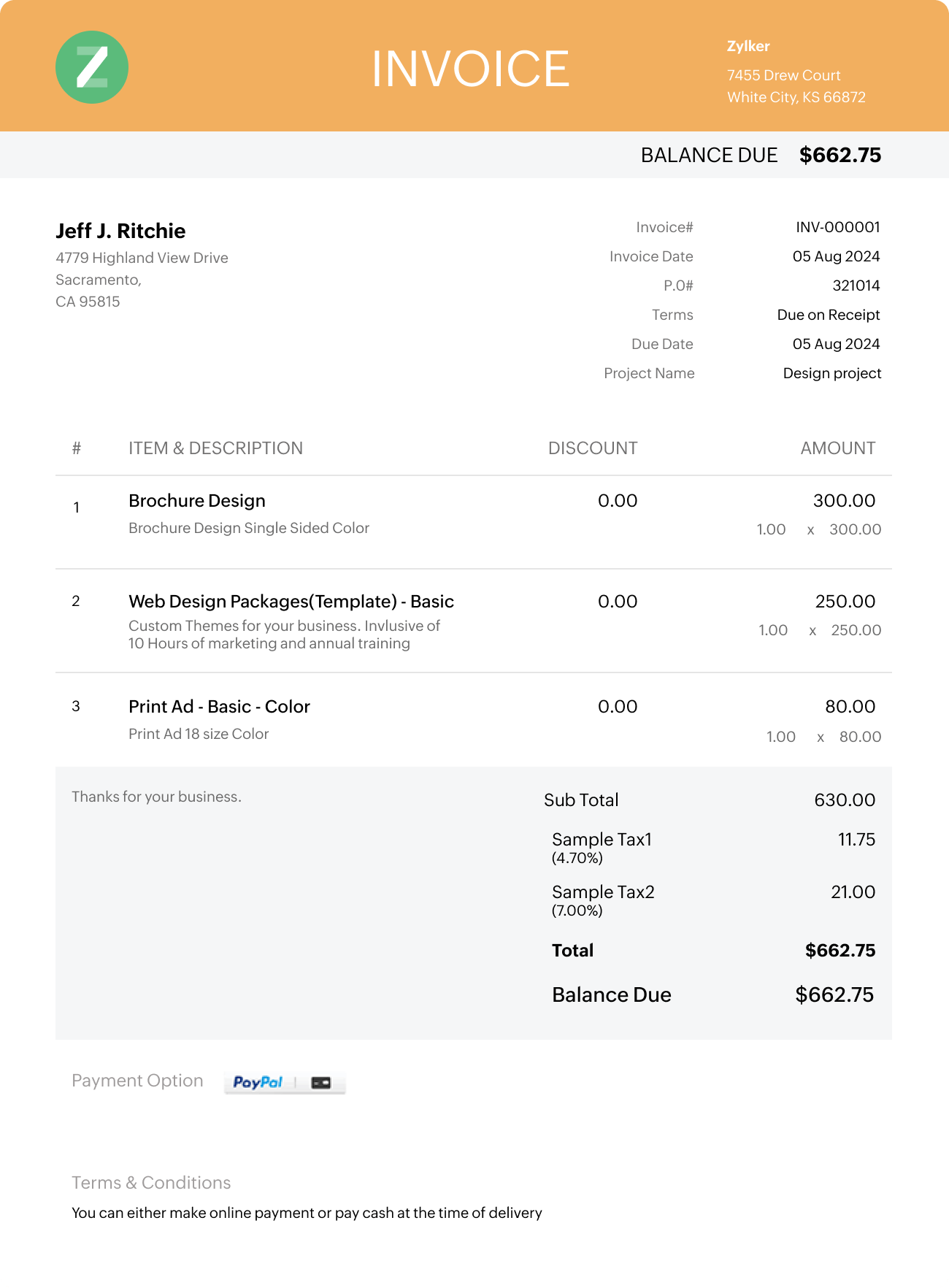 Invoice Template in Microsoft Word and Excel format | Zoho Invoice