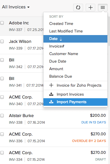 Sort your invoices