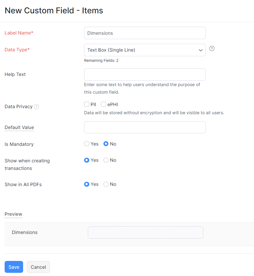 Create custom field