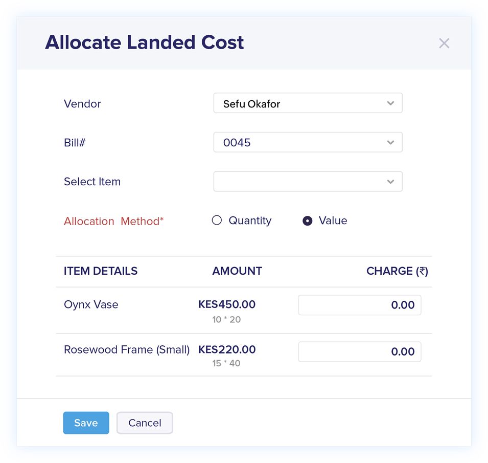 Landed Cost in Bills - Online Billing Management Software | Zoho Books