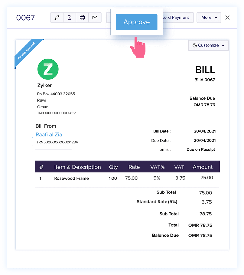 Purchase Approval - Bills Verification - Online Billing Management Software | Zoho Books