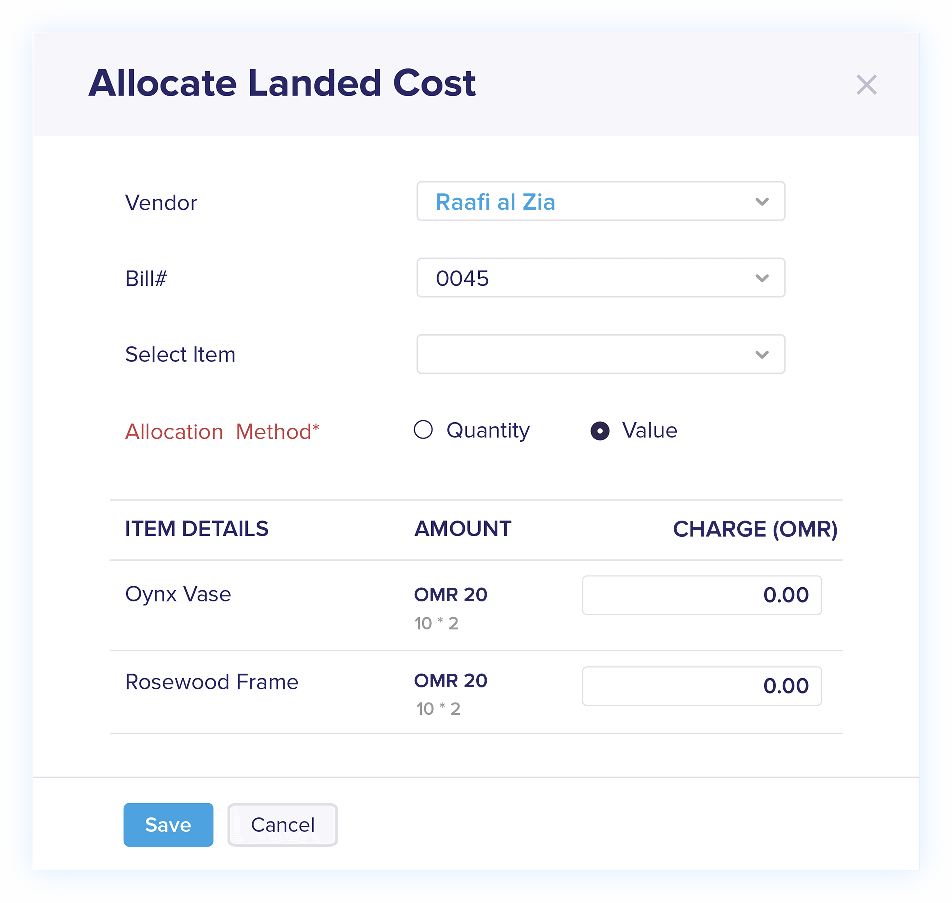 Landed Cost in Bills - Online Billing Management Software | Zoho Books