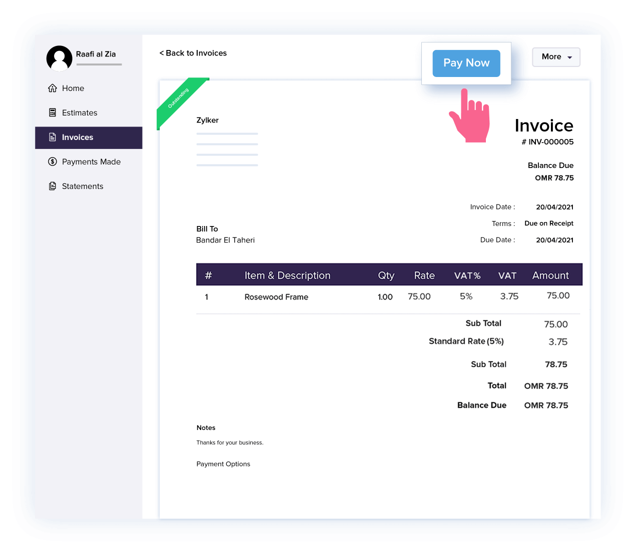 Get Paid Directly From Customer Portal - Accept Payments Online | Zoho Books