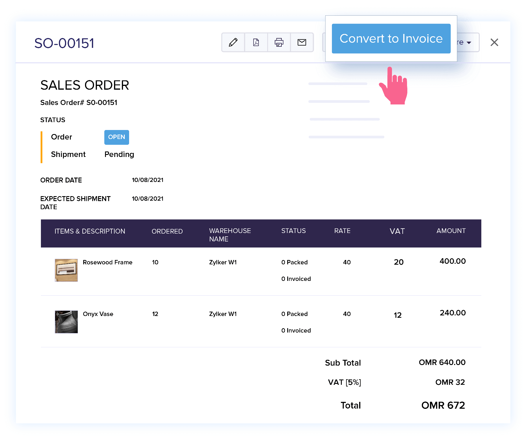Convert Quote to Sales Order - Sales Order Processing System | Zoho Books