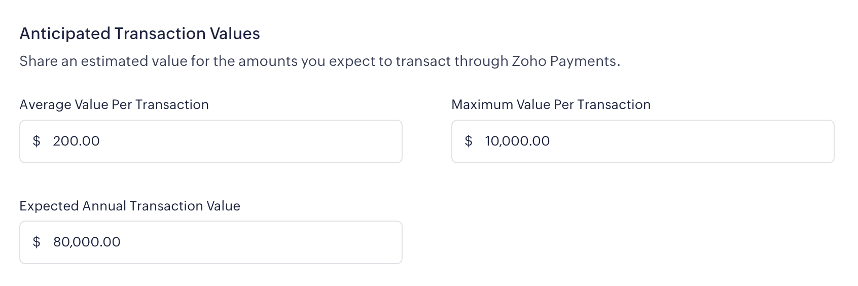 Anticipated Transaction Values