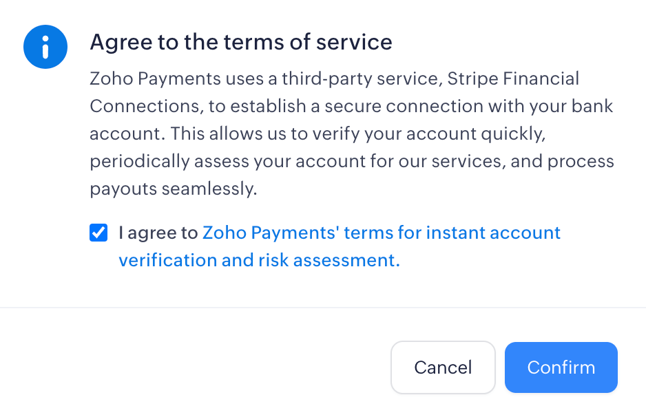 Select Bank account to connect through