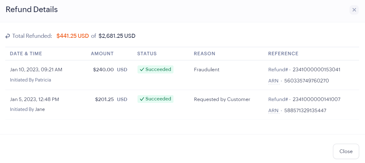 View Refund Details