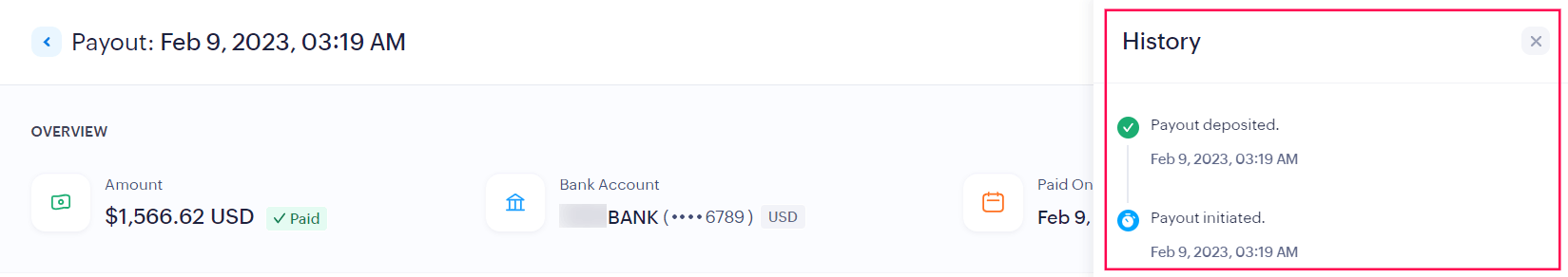 Payouts History