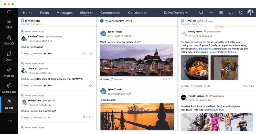 Monitore a atividade das pessoas que visitam o seu site com o Zoho CRM Plus.