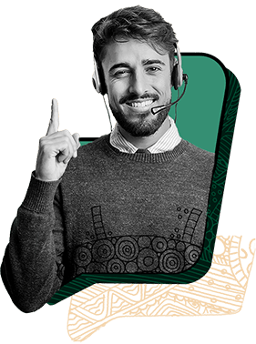 Customer support agent on Zoho Desk's homepage popup