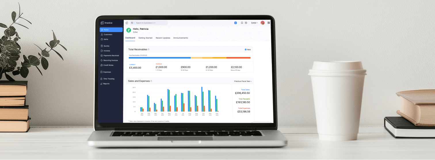 Get your metrics from Zoho Invoice Web-app dashboard
