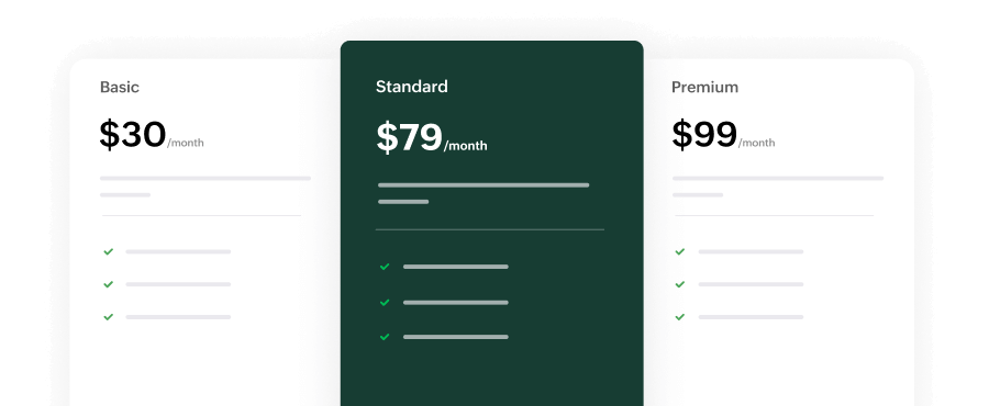 Zoho Billing - Pricing Tables Pricing table widgets which can be embedded on webpages and online store listings | Zoho Billing