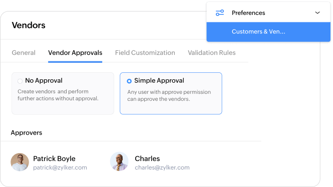 Setup vendor approvals