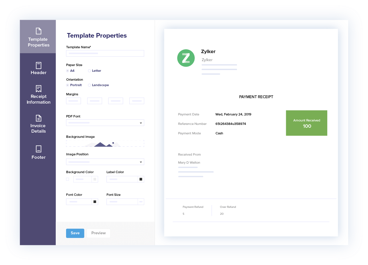 Customize Payment Receipts - Accept Credit Card Payments Online | Zoho Books