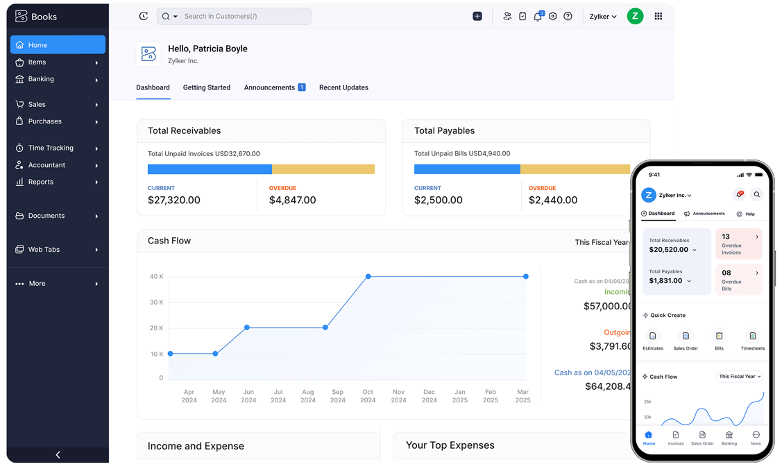 Dashboard - Online Accounting Software | Zoho Books