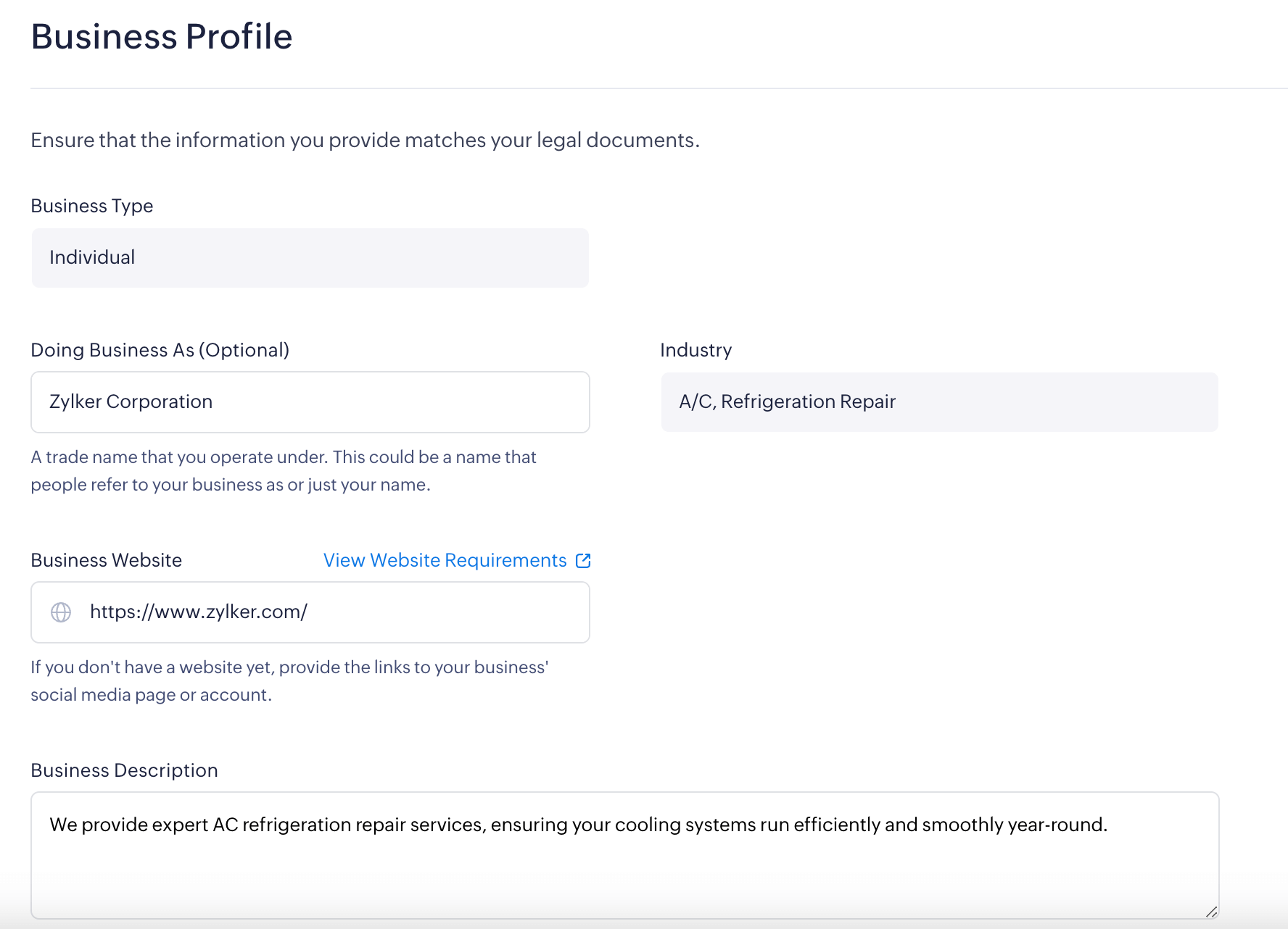 Business Profile