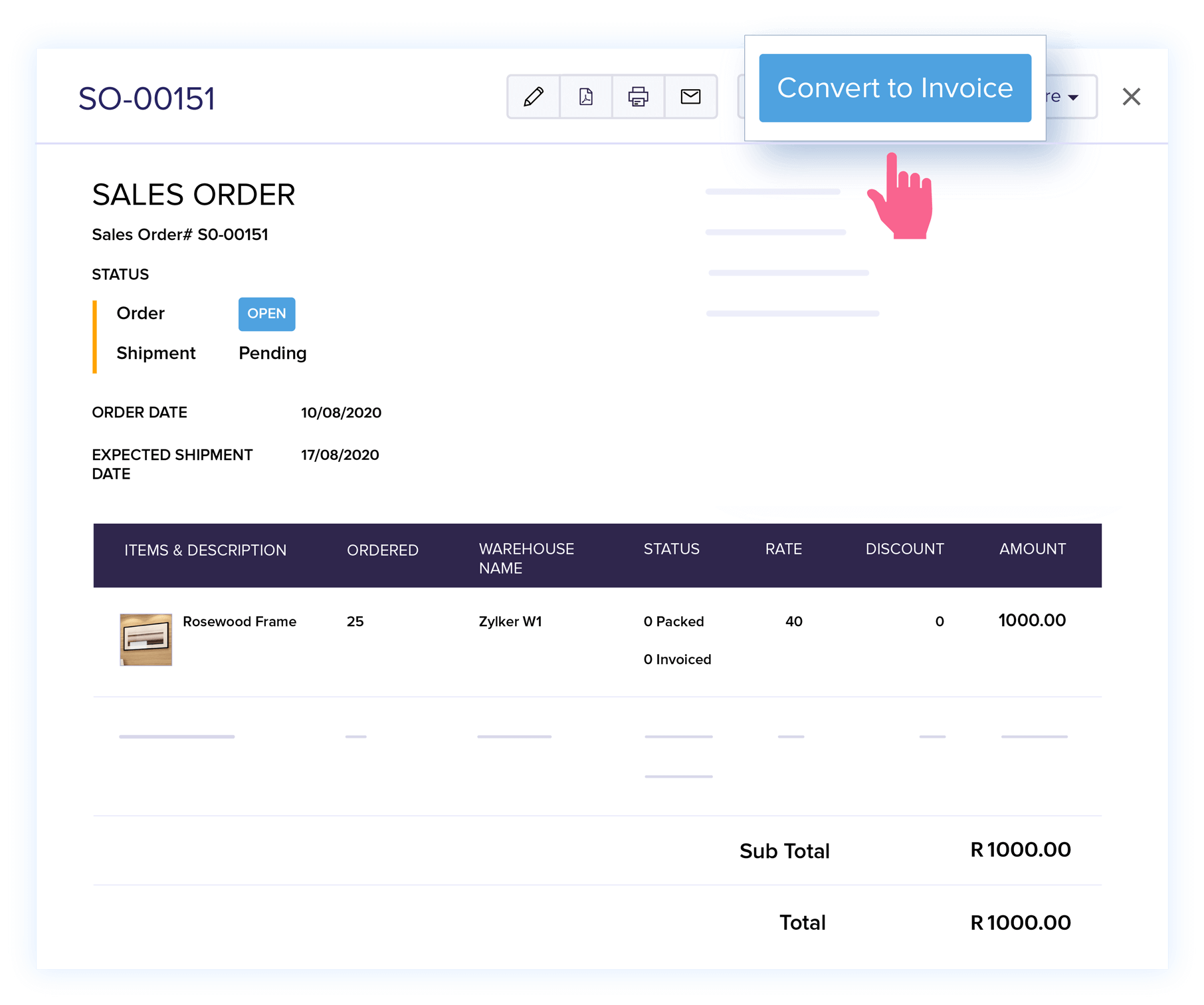 Convert Quote to Sales Order - Sales Order Processing System | Zoho Books